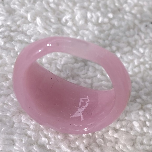 Vintage Art Glass Handmade Pink Gold Blue Band Ring - Picture 10 of 10